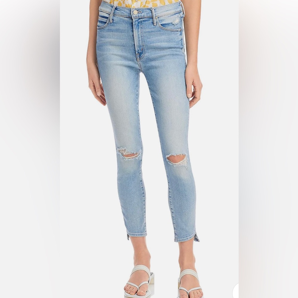 Mother stunner ankle fray jean